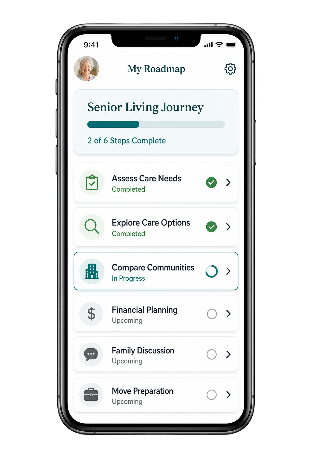 Senior Living Companion App on iPhone
